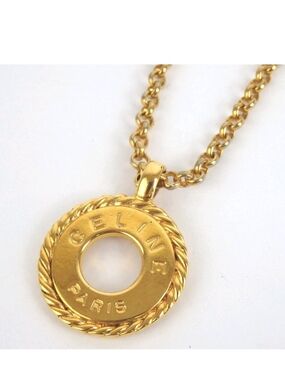 Celine Paris Gold-Tone Rope Circle Pendant Necklace